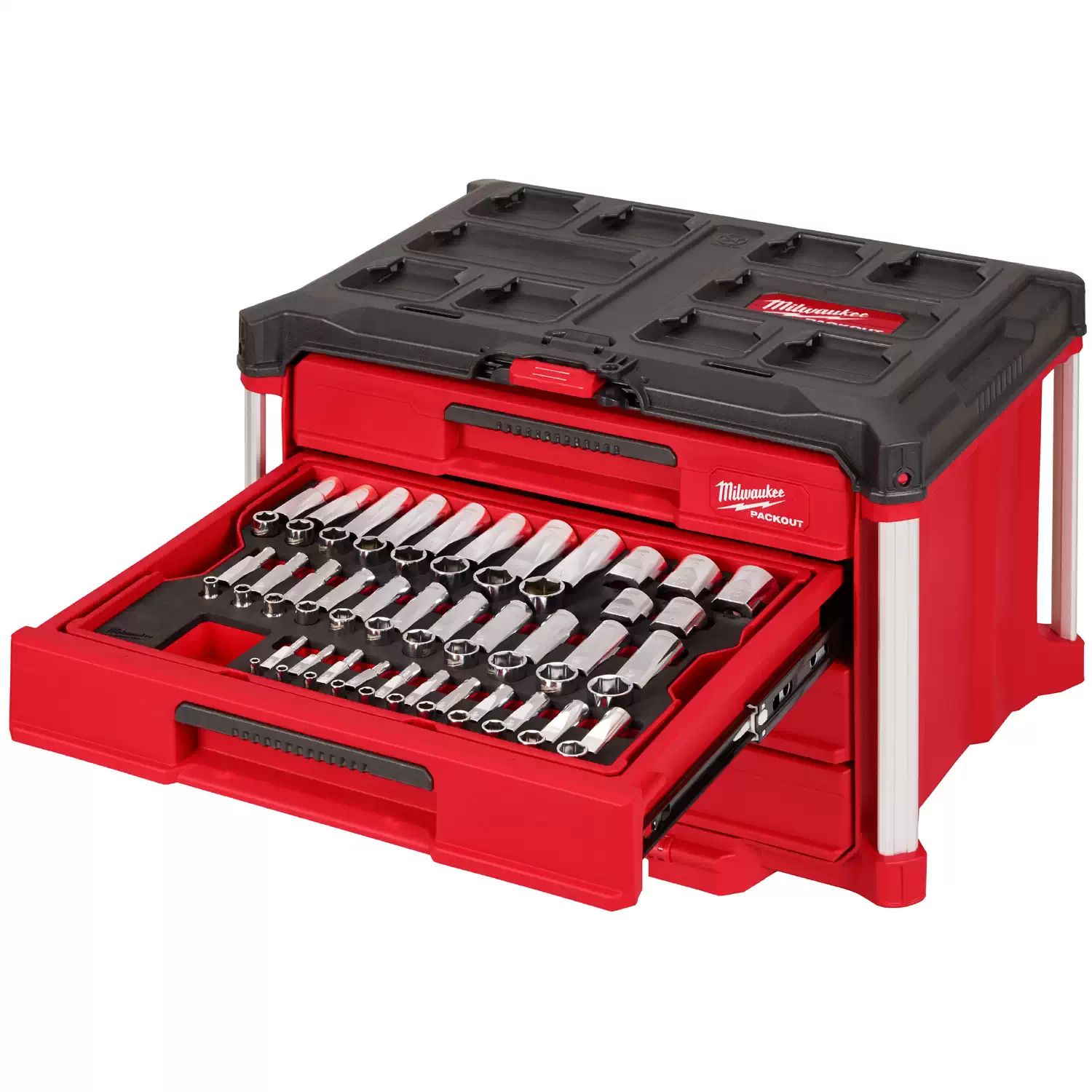 Milwaukee 48-22-9491 242PC SAE & Metric Hand Tool Set with PACKOUT 4-Drawer Tool Box